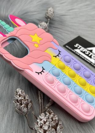 Чехол единорог с поп итом для iphone 11 unicorn pop it противоударный силиконовый