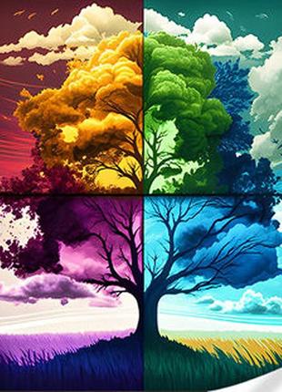 Діамантова мозаїка. картина на підрамнику преміум дерево пори року, розмір 40x30 см