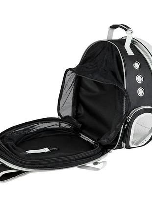Рюкзак перенесення для тварин розсувний cosmopet cp-16 для котів та собак 42x32x23 см black3 фото