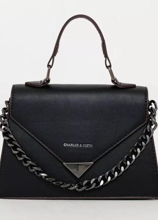 Женская черная сумка с ручкой кросс-боди