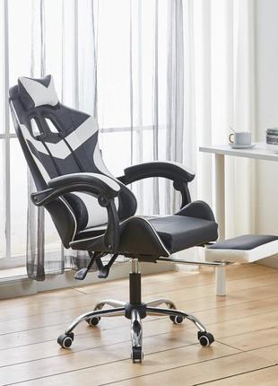 Крісло геймерське bonro b-810 біле до 150кг з підставкою для ніг