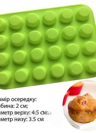 Форма для випікання круглих кексів і мафінів силіконова на 24 шт.