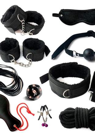 Чёрный бдсм набор из 10 предметов (3)  – садо-мазо