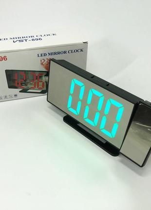Годинник vst-896-4 із зеленим підсвічуванням, з проекцією та дзеркальним дисплеєм, настільний електронний годинник2 фото