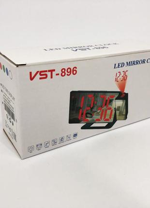 Годинник vst-896-4 із зеленим підсвічуванням, з проекцією та дзеркальним дисплеєм, настільний електронний годинник7 фото