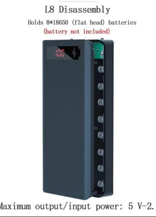 Корпус повербанка 8х 18650 2a 2x usb type-c ac prof pbc l8