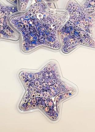Аппликация "звездочка-силикон", 5 см (фиолетовые кольца), шт