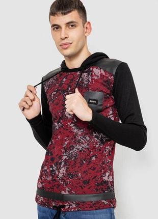 Свитер мужской повседневный с капюшоном, цвет черно-бордовый, 247r3274-1