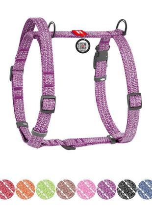 Шлея для собак з ручкою з відновленої бавовни анатомічна н-подібна waudog re-cotton з qr-паспортом,