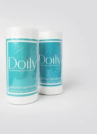 Серветки одноразові в рулоні doily 20х20 см зі спанлейсу 40 г/м2 (100 шт./рул)