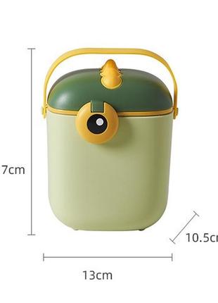 Контейнер для зберігання дитячої сухої суміші 800 мл з мірною ложечкою динозавр світло зелений