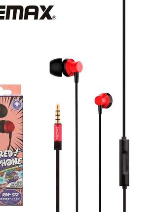 Навушники з мікрофоном remax rm-512 червоні