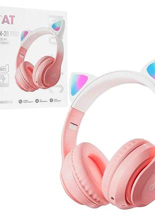 Bluetooth навушники з мікрофоном cat stn-28 pro рожеві