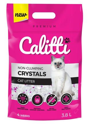 Наповнювач для котів силікагель calitti crystals 3,8 л
