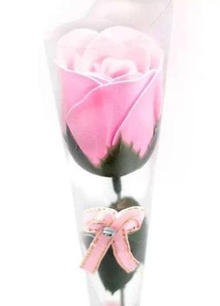 Троянда рожева з мила з бантиком