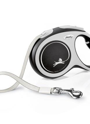 Повідець - рулетка flexi new comfort l, для собак, 5 м/60кг, стрічка, чорний