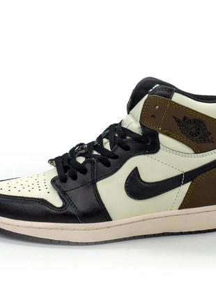 Высокие черно белые хаки кроссовки nike air jordan 1 high . топ качество! 38. размеры в наличии: 38, 41, 42,