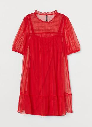 Платье с рюшами для женщины H&M мереживний divided 0928352-002 m красный