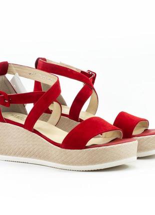 Босоніжки танкетка жіночі замшеві червоні stepter 7268 40 розмір