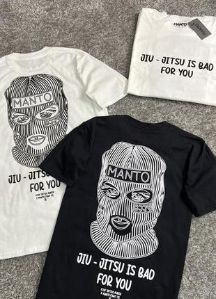 Чоловіча футболка manto maska чорна бавовняна манто маска з принтом (b)