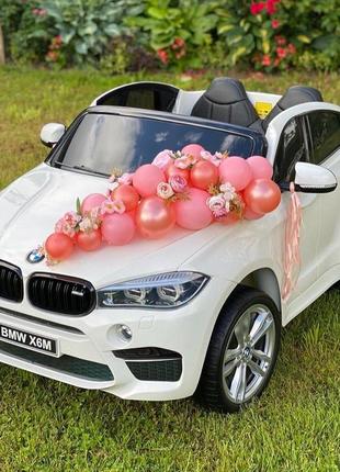 Дитячий двомісний електромобіль джип bmw x6 (білий колір)
