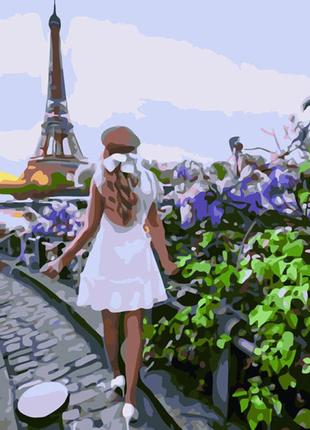 Набір для розпису по номерах прогулянка парижем strateg розміром 30х40 см (ss-6561)