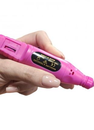 Машинка для манікюру та педикюру фрезер ручка 5 насадок usb рожевий pro_165