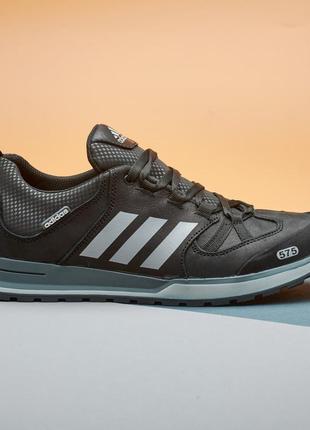 Спортивные кроссовки кожаные adidas мужские черные, осенние кроссовки осень-весна демисезонные *а-20-чорн*1 фото