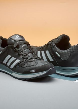Спортивные кроссовки кожаные adidas мужские черные, осенние кроссовки осень-весна демисезонные *а-20-чорн*3 фото