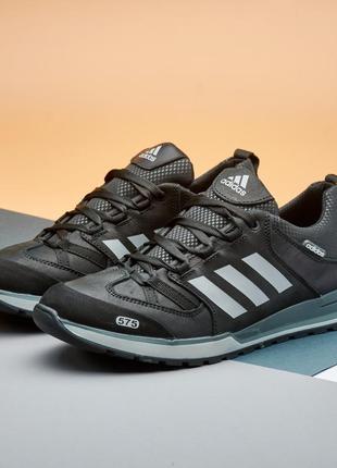 Спортивные кроссовки кожаные adidas мужские черные, осенние кроссовки осень-весна демисезонные *а-20-чорн*5 фото