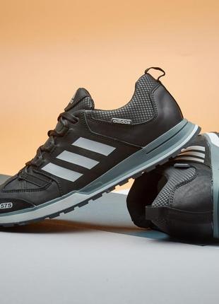 Спортивные кроссовки кожаные adidas мужские черные, осенние кроссовки осень-весна демисезонные *а-20-чорн*2 фото