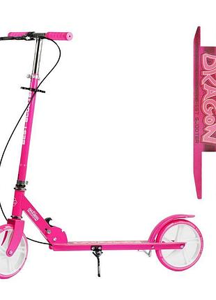 61073 d самокат двухколесный best scooter, стальная рама, колеса pu 20см, ручной тормоз, в коробке