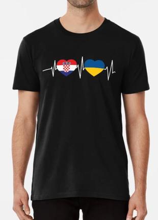 Мужская и женская патриотическая футболка с принтом ukraine croatia украина хорватия