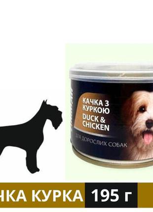 Вологий корм animall для собак з качкою та куркою в ніжному желе 195 г (4820224501680)