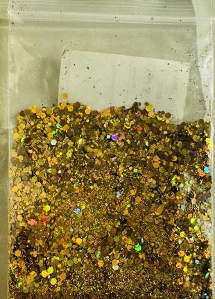 Конфетти на ногти золото голограмма 1 г