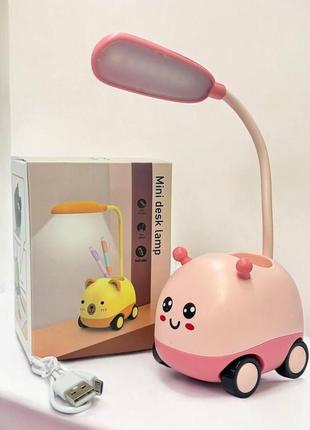 Нічний дитячий світильник настільна лампа з відділенням для ручок та точилкою для олівців