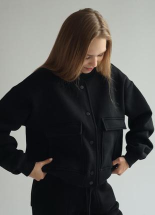 Світшот жіночий трикотаж на флісі чорний арт.3104 black s(р) туреччина