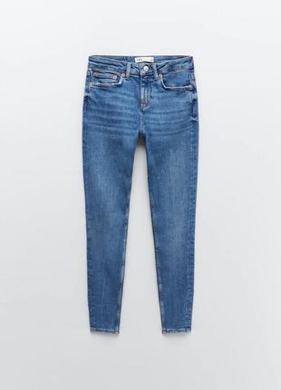 Джинсы zara плотные синие скинни джинсы