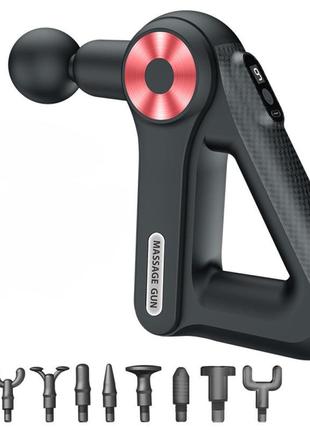 Ручной массажер для мышц rias massage gun sl-8891 9 насадок black