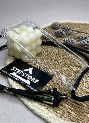 Чехол для iphone xr со шнурком на шею плечо прозрачный силиконовый толстый противоударный