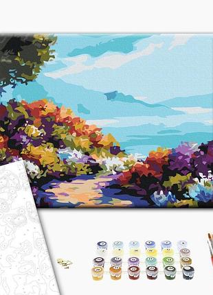 Картина за номерами 30х40 на дерев'яному підрамнику "квіти біля моря" rbs1006