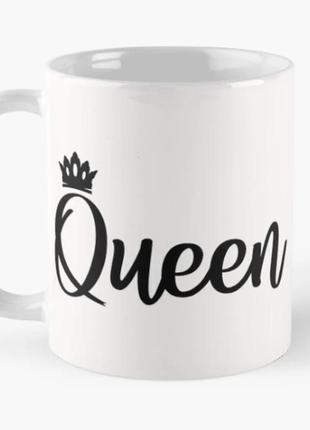 Чашка керамічна кружка з принтом queen королева біла 330 мл