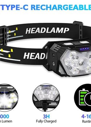 Аккумуляторный фонарик налобный на голову led-фонарь мощный usb легкий налобник на голову с зарядкой светодиод