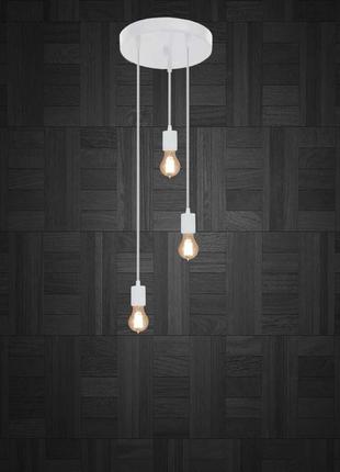 Потолочный подвесной светильник на 3-лампы ceiling-3g e27 на кругу, белый