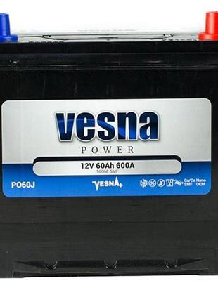 Аккумулятор автомобильный vesna 60 ah/12v japan euro (415 060)