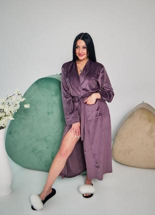 Халат длинный велюровый на запах р.s,m,l,xl