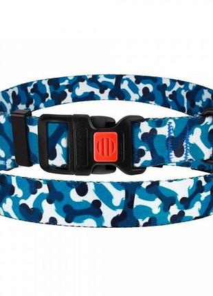 Ошейник для собак bronzedog urban косточка нейлоновый с пластиковой пряжкой голубой