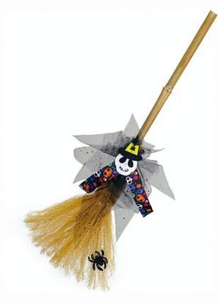 Мітла карнавальна для відьмочки чорна