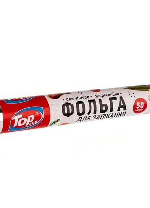 Фольга алюминиевая для запекания прочная 50м/29см top pack 18 мкм