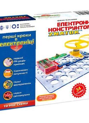 Конструктор-знаток "перші кроки в електроніці" (34 схеми, набір с)